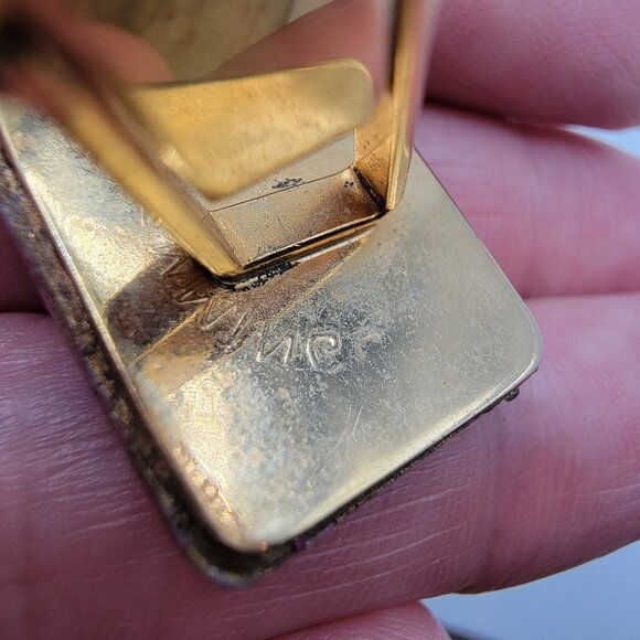 Vintage MCM Colorful Resin Gold Tone Cuff Links Cufflinks Cuff Links Marked - Picture 4 of 5